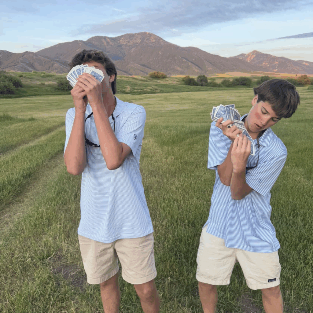 playing a card trick at the idaho ranch 