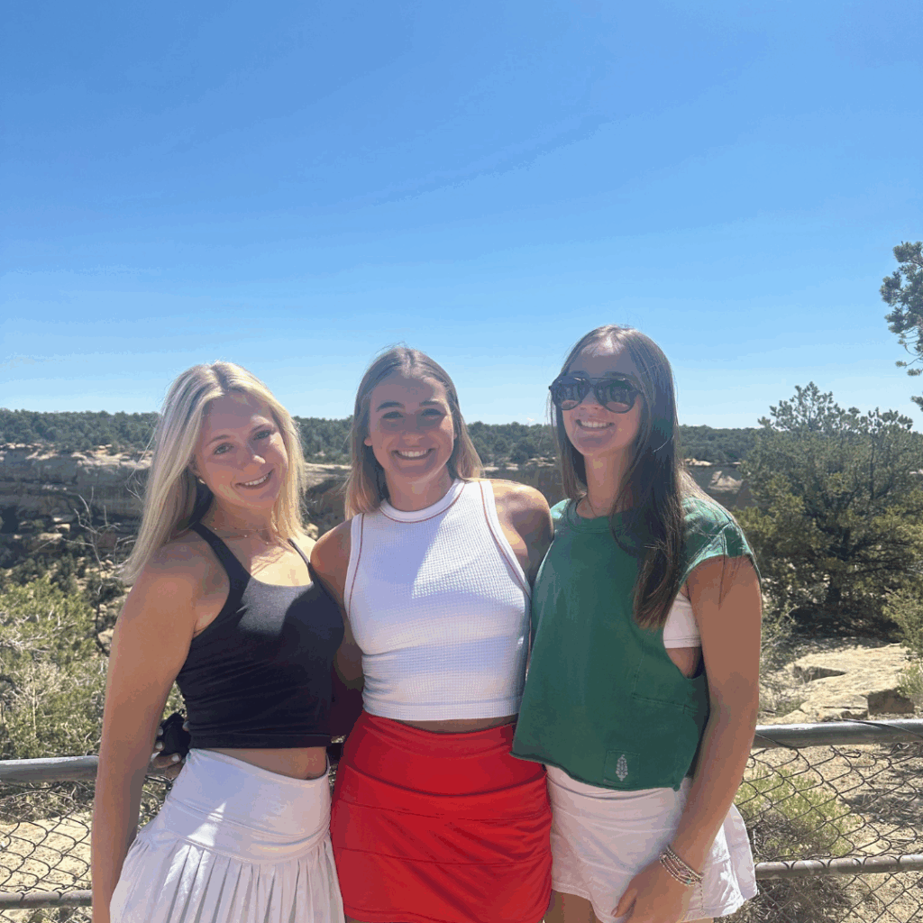 three female students standing at the lookout point