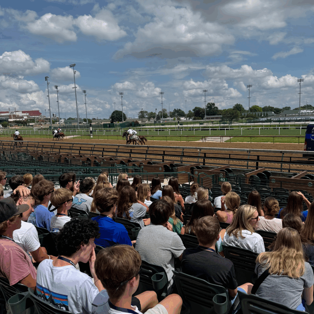 students watching the kentucky derby 