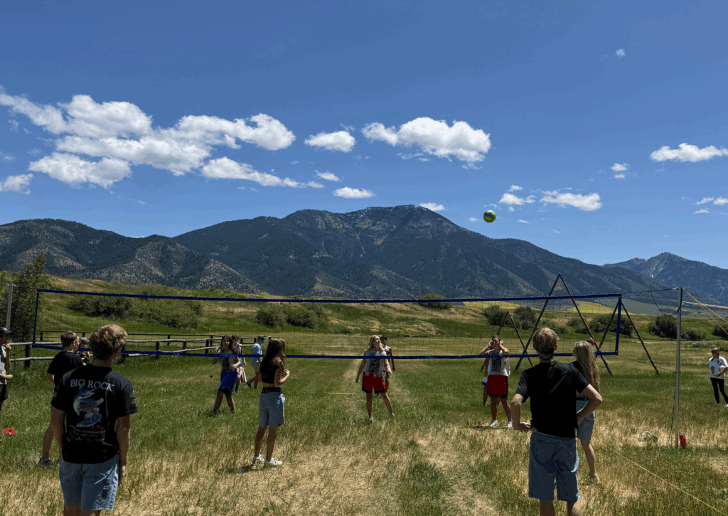 playing volleyball at the idaho ranch
