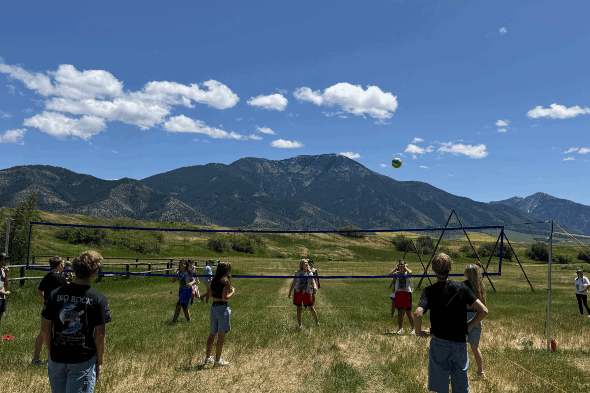 students playing volleyball at the idaho ranch