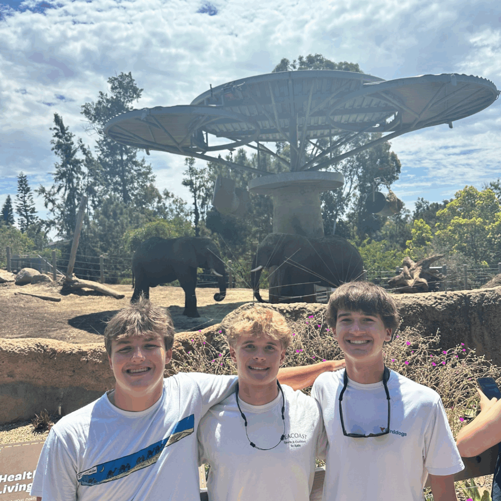 students at the elephant enclosure at the San Diego Zoo