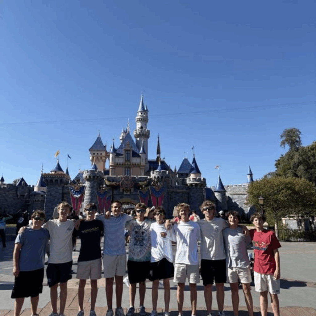 students lined up at Disneyland
