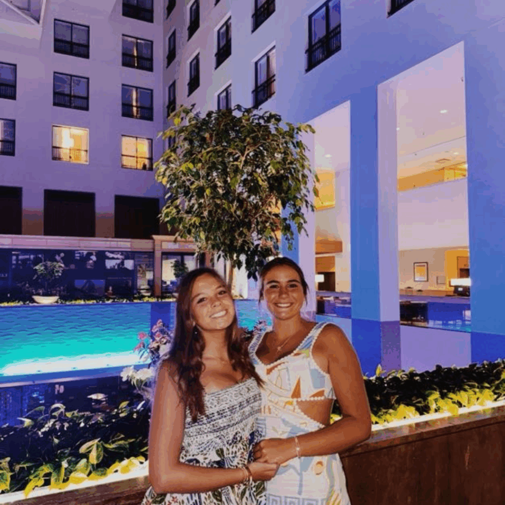 dressed up at the hotel for a night out