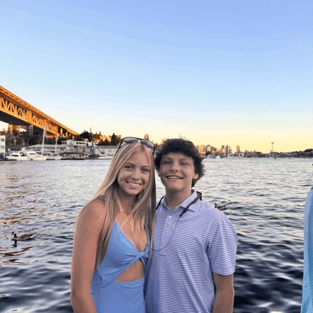 two students togehter at the pier 