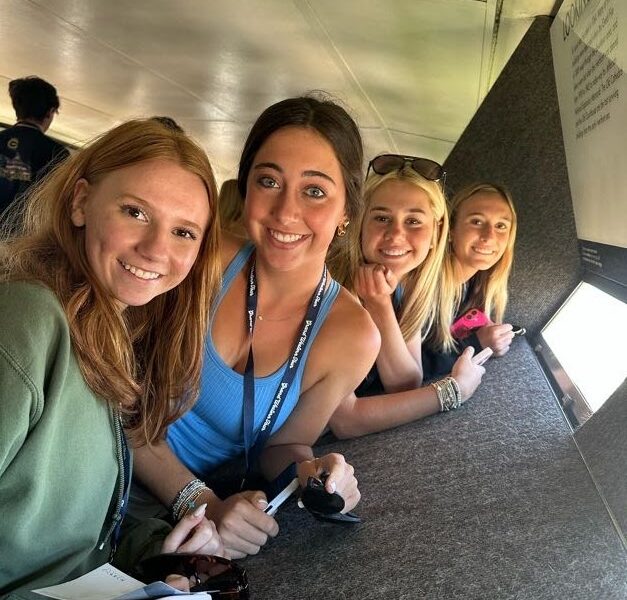 four girls portrait at the top of the st. louis arch 
